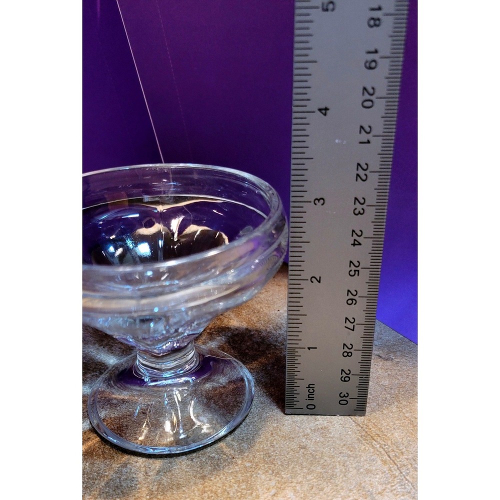 Vintage Style Clear Glass Footed Dessert Bowls Set of 9 Ice Cream Sundae Cups - Picture 14 of 16